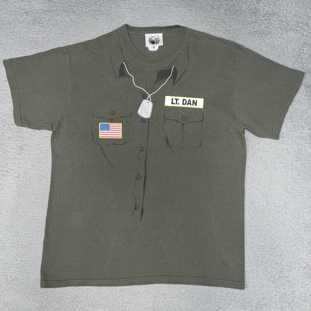 Official Bubba Gump Lieutenant Dan T Shirt Men's Sz L Green USA Flag 2011 Tee